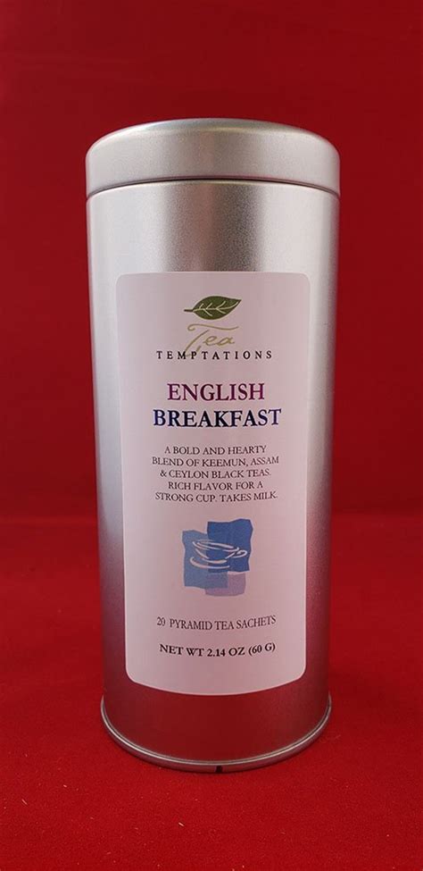 English Breakfast 20 Pyramid Tea Sachets In Metal Tin Christopher Bean Coffee