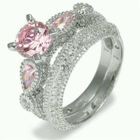 Genuine Gemstone Wedding Rings Pink Sapphire With Ct Ctw Diamond