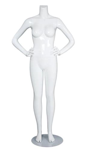 Female Brazilian Mannequin Glossy White Headless Changeable Heads