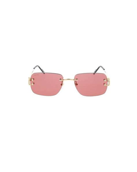 Cartier Square Frame Sunglasses In Pink For Men Lyst