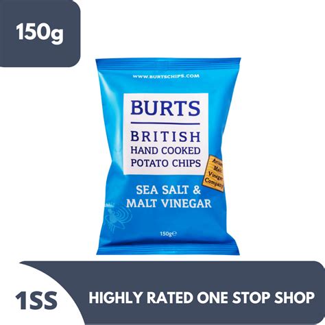 Burts British Hand Cooked Potato Chips Sea Salt Malt Vinegar G