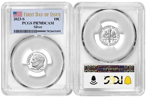 S Silver Roosevelt Dime C Pcgs Pr Dcam First Day Of Issue Flag