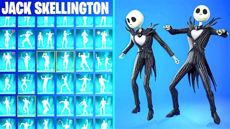 Fortnite Jack Skellington Skin Showcase With All Icon Series Emotes Youtube