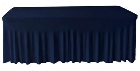 Black Foot Rectangular Wavy Spandex Fitted Table Skirt By Valentina