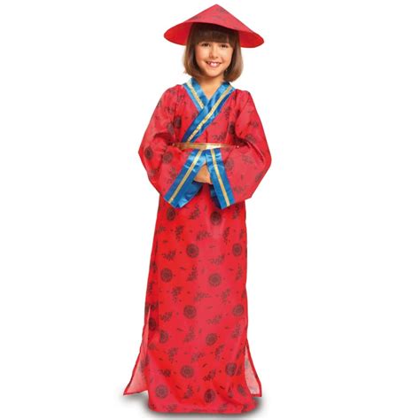 Costume Kimono Rouge Asiatique Pour Fille