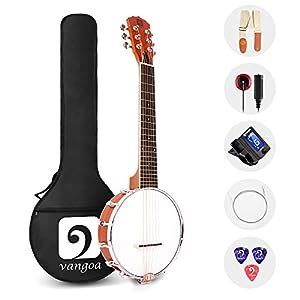 Vangoa 6 String Banjo Mini 26 Inch Sapele Banjo Guitar For Beginners