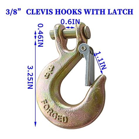 4Pack 3 8 Clevis Hooks With Latch Forged G70 Steel Clevis Slip Winch