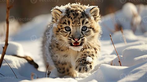 Baby Snow Leopard Ai Generated 33520886 Stock Photo At Vecteezy