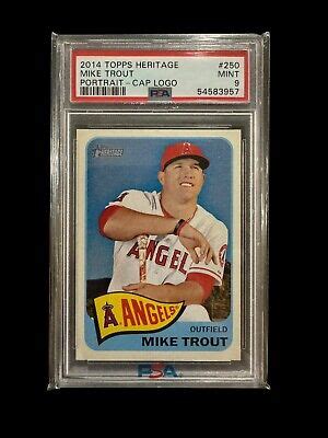 Topps Heritage Cap Logo Mike Trout Psa Angels Ebay