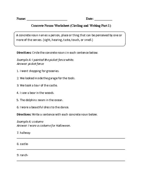 Concrete And Abstract Nouns Years Cgp Plus Worksheets Library