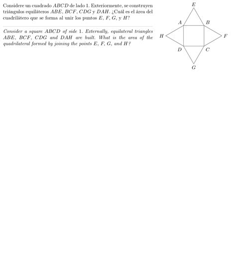 Solved Considere Un Cuadrado A B C D De Lado 1 Exteriormente Se Construyen Triángulos