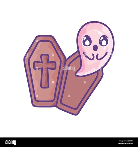 Wood Coffin With Christian Cross On White Background Vector