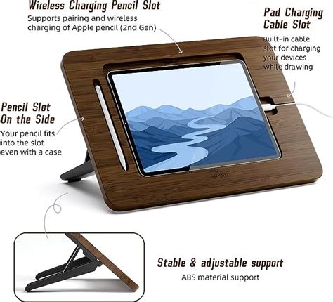 AFOOYO Bamboo iPad Drawing Stand - Portable & Adjustable Tablet Holder