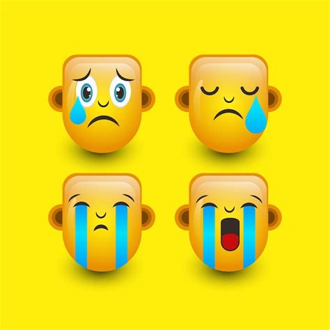 Rosto Triste De Emoticon Fofo Isolado Em Fundo Amarelo Vetor Premium