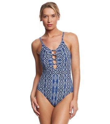 NWT La Blanca Swimsuit Bikini 1 One Piece Sz 12 Indigo IND EBay