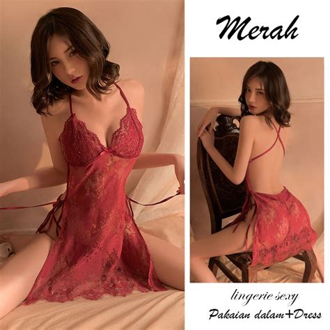 Jual Lingerie Dress Sexy Hot Binal Wanita Setelan Renda Perspektif