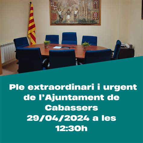 Convocat Un Ple Extraordinari I Urgent Per Aprovar Un Projecte De