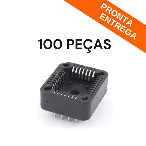 Kit 100 Peças Soquete PLCC 32 Pinos Preto DS1032 32 Soquete Achei