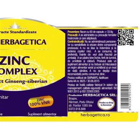 Zinc Complex Herbagetica 60 Capsule