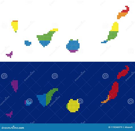 Dotted Canarian Spain Islands Map Vector Illustration Cartoondealer