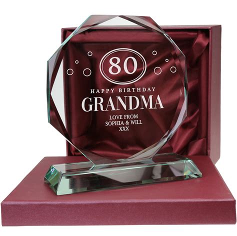 Engraved 80th Birthday Presentation Cut Glass T In Satin Etsy Uk