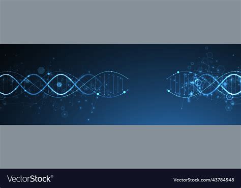 Glowing Neon Dna Chain Biotechnology Biochemistry Vector Image