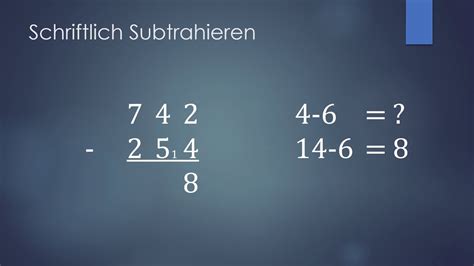 Schriftliche Subtraktion minus rechnen einfach erklärt YouTube