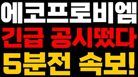 에코프로에코프로비엠🔥5분전속보 충격공시 박순혁추천주김작가tv서정덕tv달란트투자선대인tv기봉이주식 Youtube