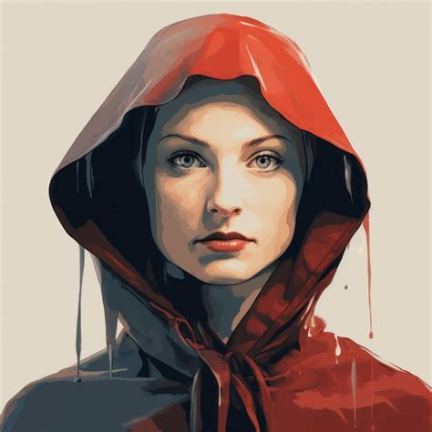 Premium Photo Red Hooded Cap A Charming And Stylish Digital Painting