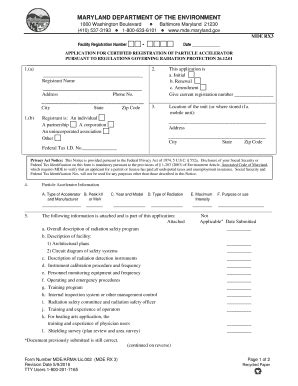 Fillable Online Mde State Md Facility Registration Number Mde State