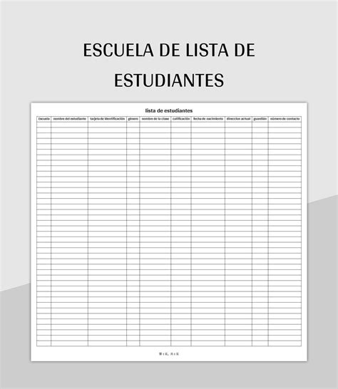 Plantilla De Formato Excel Escuela De Lista De Estudiantes Y Hoja De