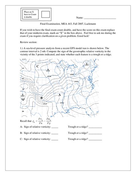 20 Questions For Final Exam Synoptic Weather Analysis And Forecasting