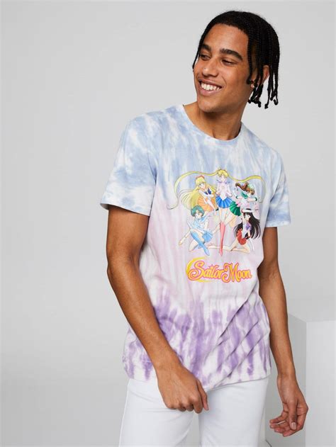 Jayjays Mens Sailor Moon R Pink Purple Tie Dye Tee