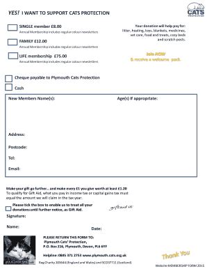 Fillable Online Cats Org Membership Form Cats Protection Cats Org