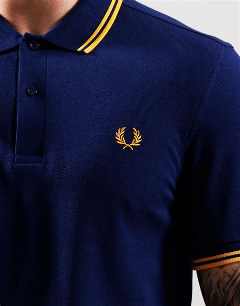 Fred Perry Twin Tipped Polo Shirt French Navygolden Hour Terraces Menswear