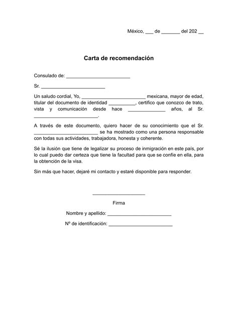 Carta De Recomendación Para Visa Ejemplos Word Y Pdf