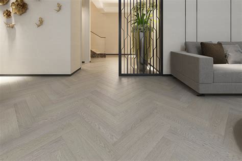 Prime Engineered Flooring Oak Herringbone Silver Stone Brushed Uv Matt