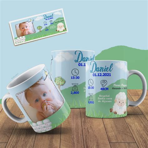 Caneca Bebê Nascimento Foto e Nome Menino Lembrancinha Elo7