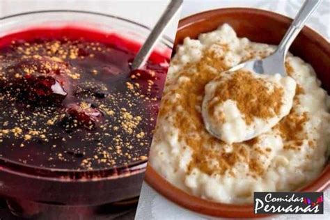 Mazamorra Morada Y Arroz Con Leche Postres Peruanos Combinado