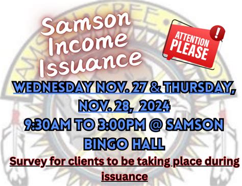 Samson Income Support Issuance November 2024 Samson Cree Nation