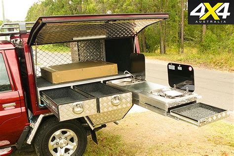 Canopy Storage Set Up With Sink Custom Canopy Ute Camping Ute Canopy