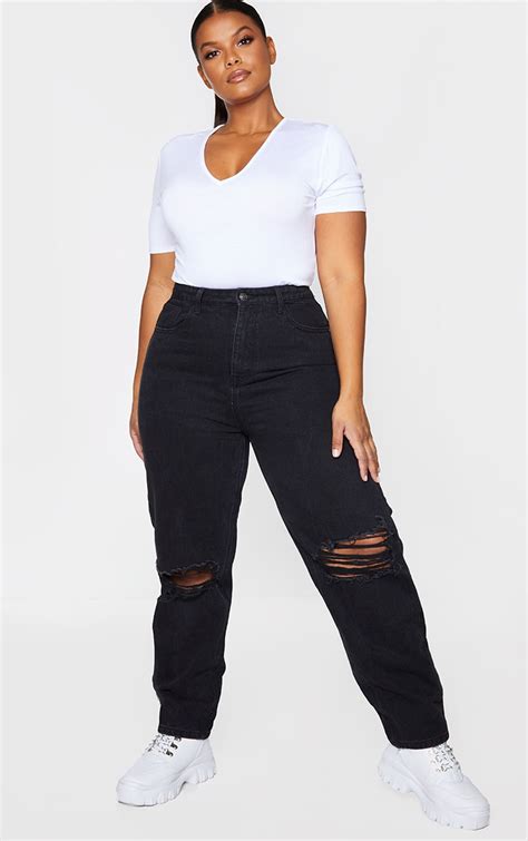 Plus Size Black Mom Jeans - null-information