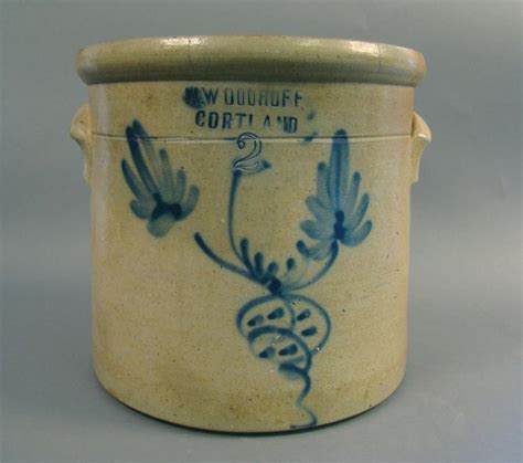 Sold Price Vintage Blue Decorated Gallon Stoneware Crock Marked M