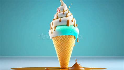 Melting Ice Cream Cone In A Variety Of Vibrant Colors Illustration