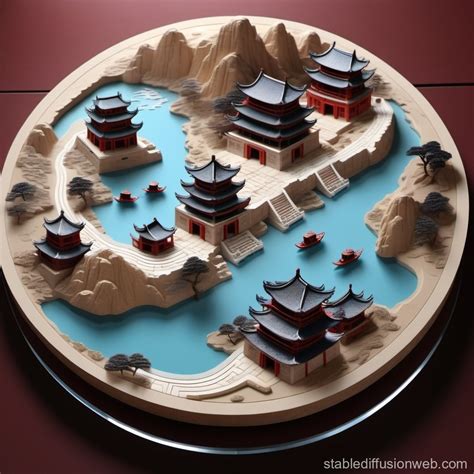 3D Acrylic Relief of Ancient Chinese City Map | Stable Diffusion Online