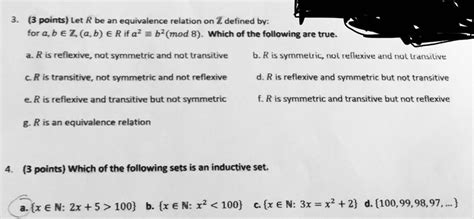 Solved 3 Points Let R Be An Equivalence Relation On Z