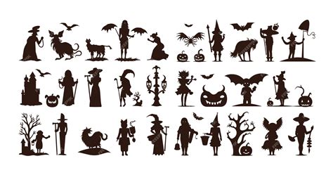 Premium Vector Happy Halloween Silhouette Set Collection Of Halloween