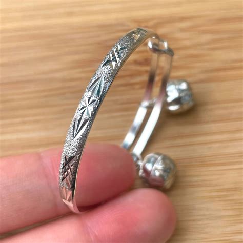 Sterling Silver Baby Bangle Bracelet Baby Anklet With Bells Etsy