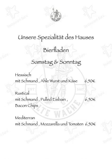 Speisekarte Von Alte Wache Hessentapas Und Bar Wolfhagen