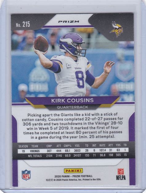 2020 Panini Prizm Red Ice Prizm 215 Kirk Cousins For Sale Online EBay